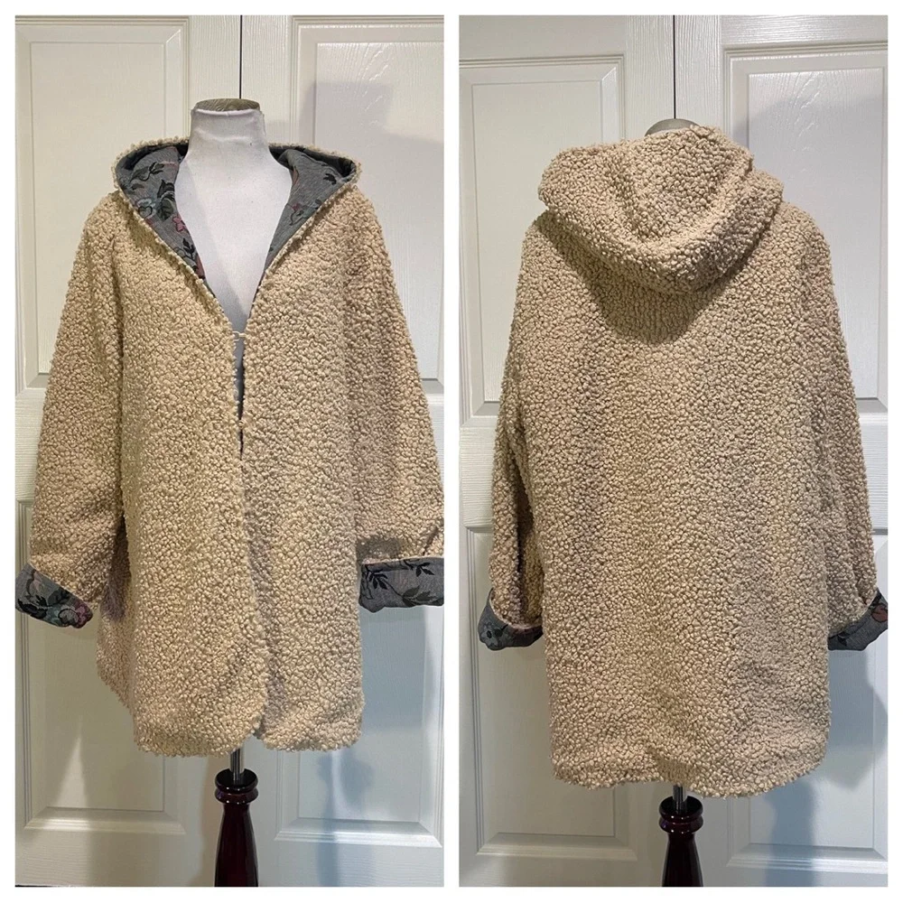 SUNDANCE Sherpa Reversible Augusta Floral Coat